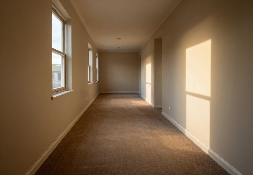 Same living room after water extraction, dry and clean